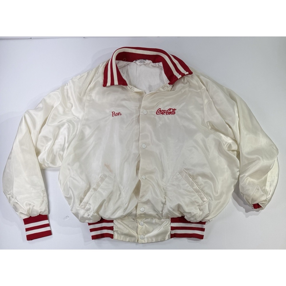 Vintage Coca‎ Cola Satin Jacket Coke Is It Promo Ron Don Alsco XXL